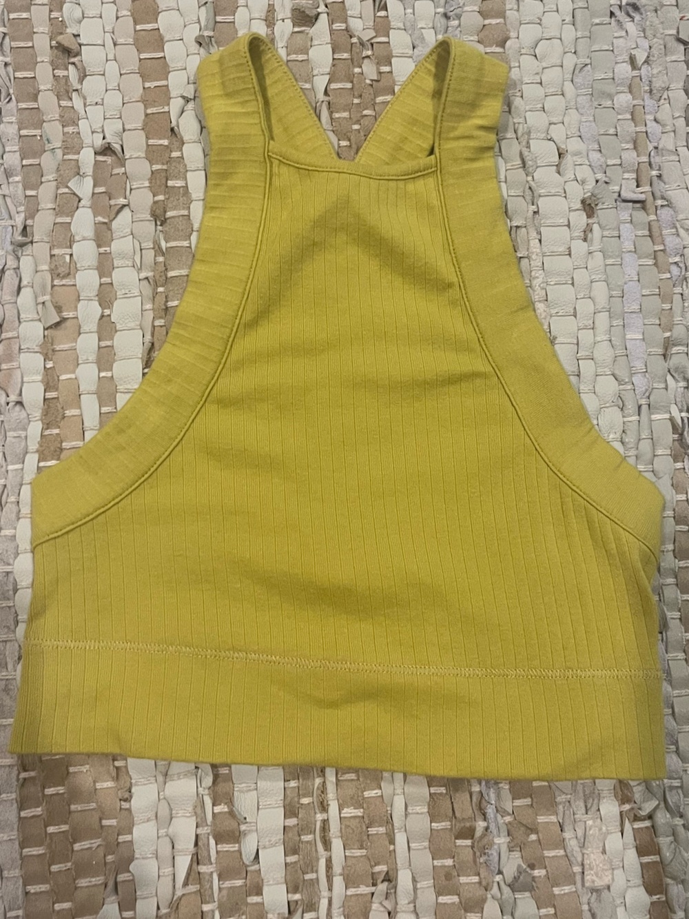 Free People Ribbed Tank Top - Lemon Yellow